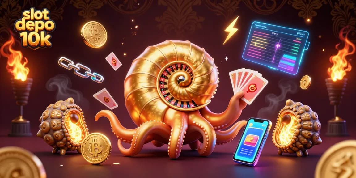 Experience excitement with slot depo 10k featuring 3D characters, crypto coins, and vibrant casino elements.