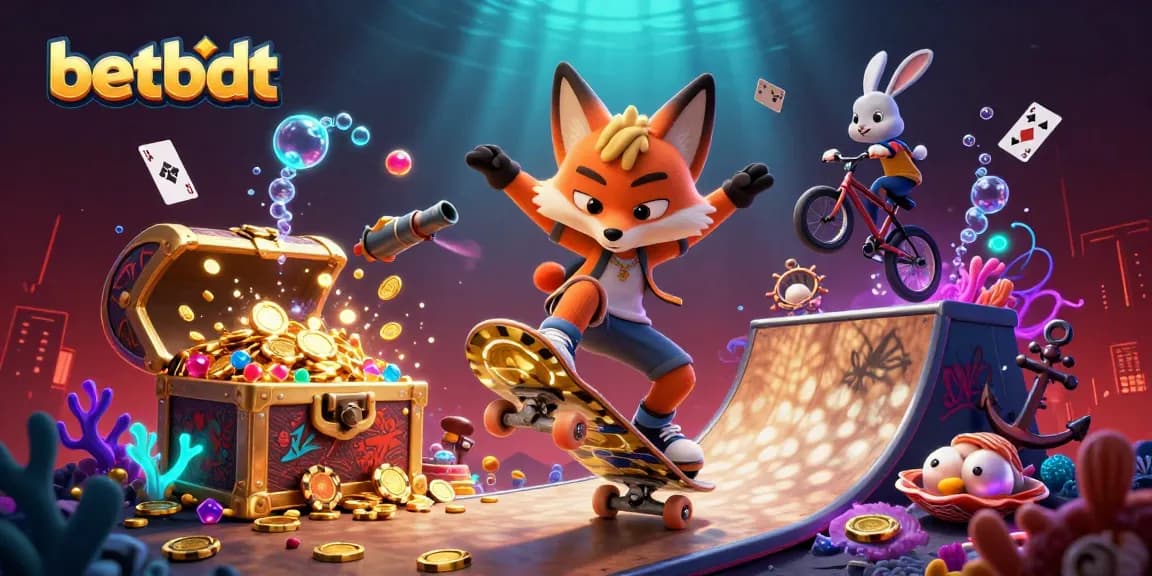 Experience thrilling bets with betbdt in a dynamic casino-themed action scene.
