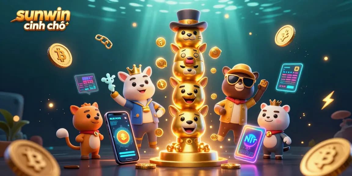 Experience the vibrant gaming world of sunwin chính chủ with detailed 3D casino elements and crypto themes.