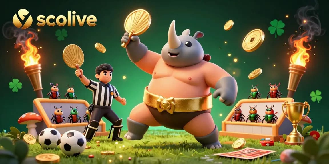 Socolive offers thrilling sports betting action with a vibrant 3D illustration featuring competitive elements.