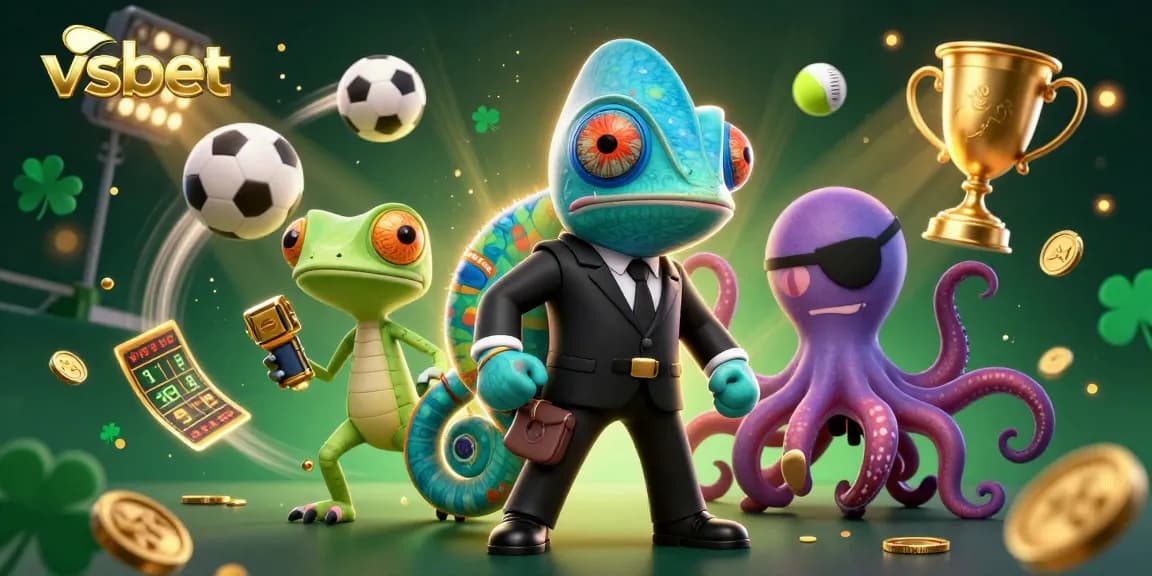 Bet big with vsbet's vibrant digital scene featuring dynamic gaming elements and characters.
