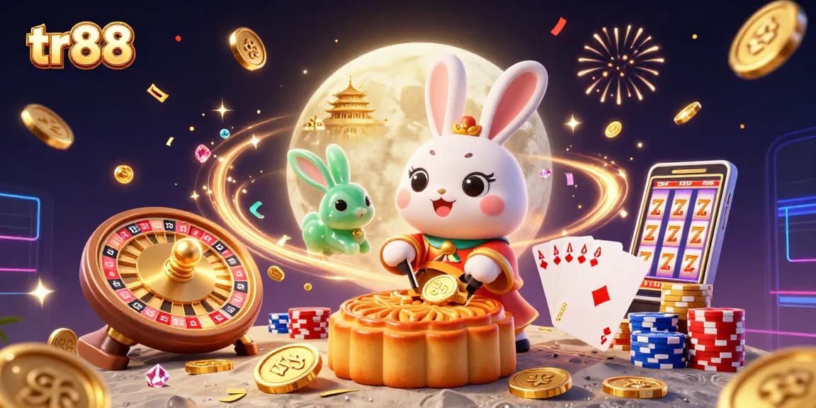 Join the fun with tr88 as magical moon rabbits reveal poker chips and festive treasures!