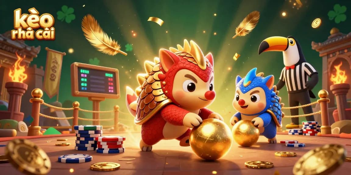 Kèo nhà cái pangolins playfully bowl through poker chips in a vibrant casino setting.