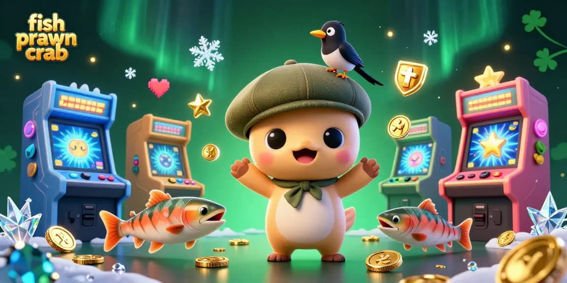 Fish prawn crab players enjoying vibrant casino action with 3D cartoon characters and gaming elements.