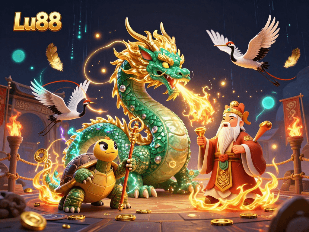 Experience thrilling gameplay at Lu88 with vibrant casino characters and magical elements.