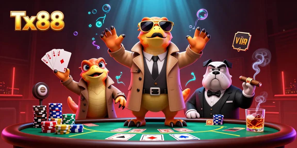 Engaging scene of Tx88 raptors entering a VIP casino, showcasing poker excitement.