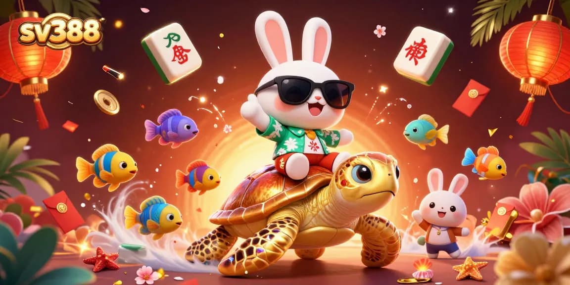Engage in SV388 cockfighting excitement with a lucky rabbit and golden sea turtle.