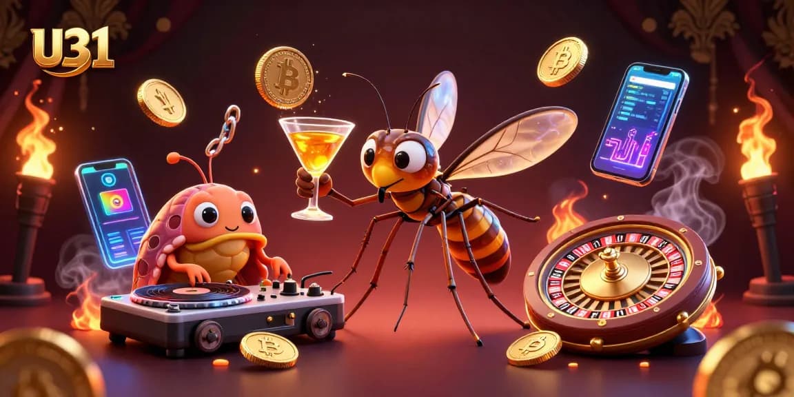 Experience thrilling gameplay with U31's dynamic casino mascot and golden roulette scene.