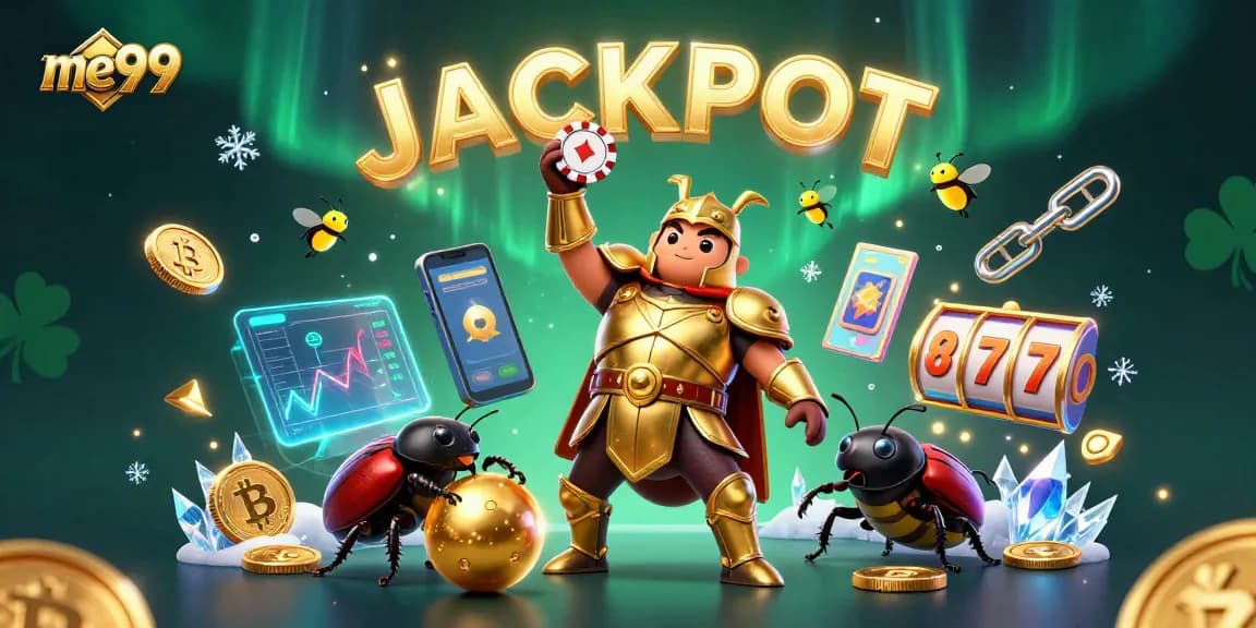Experience the excitement of winning at me99, where a heroic beetle lifts a poker chip in celebration!