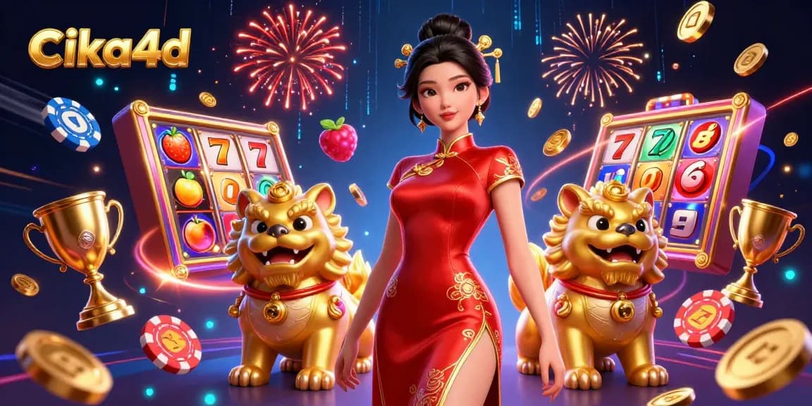 Experience thrilling wins with cika4d at this vibrant casino illustration showcasing dynamic slot elements.