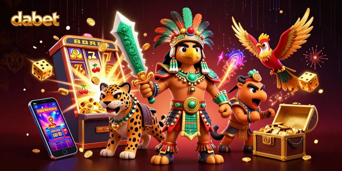 dabet players enjoying a vibrant casino scene with animated slot explosions and jackpots