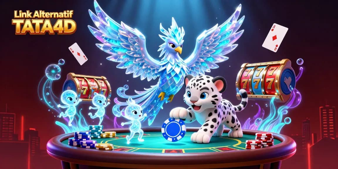 Experience excitement with Link Alternatif TATA4D as the ice phoenix and snow leopard engage in a lively casino scene.