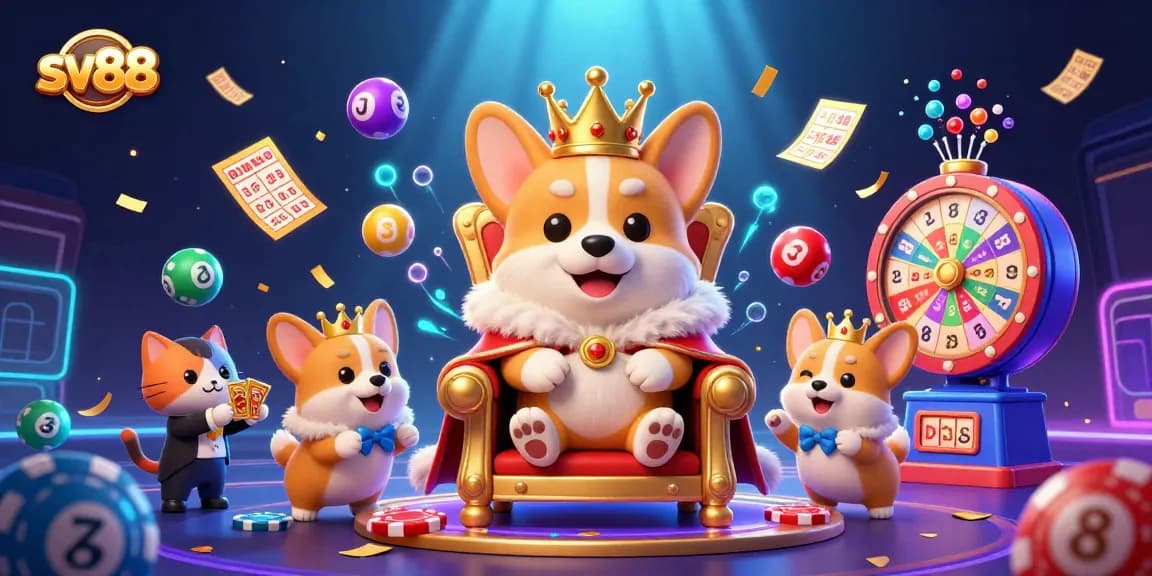 Experience thrilling gaming with sv88's vibrant lottery scene filled with playful characters and dynamic elements.