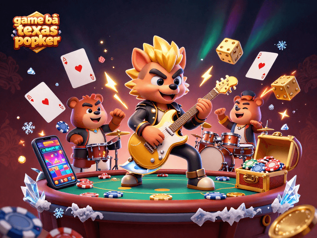 Celebrate exciting moments in game bài texas poker with dynamic poker-themed characters and vibrant elements.