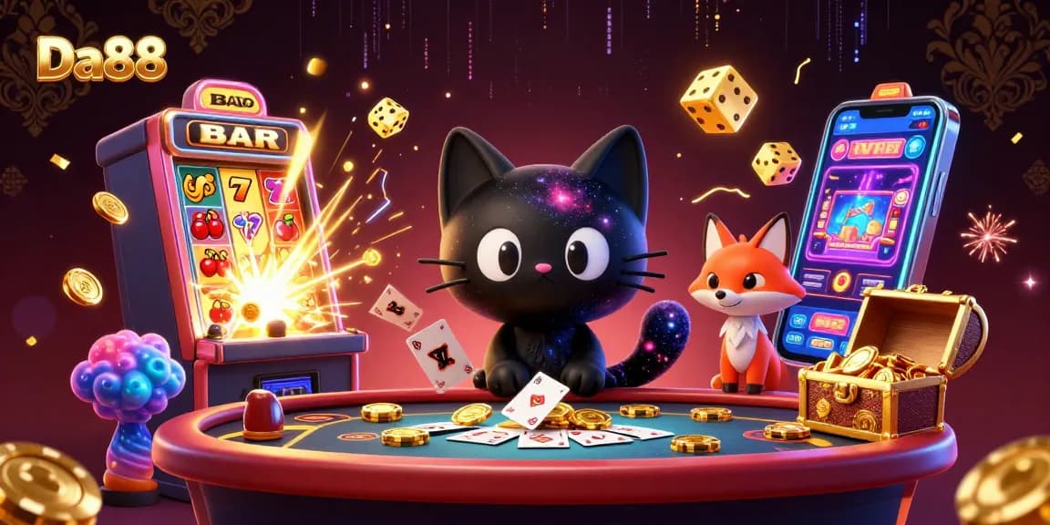 Engage in thrilling gameplay at Da88 with cosmic characters and vibrant casino elements