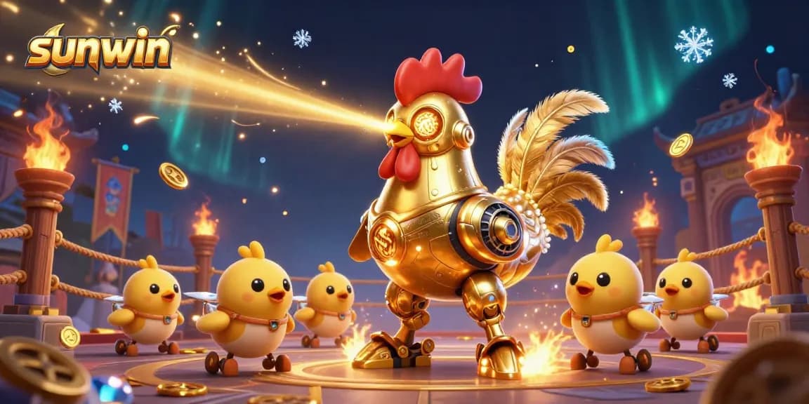 Experience thrilling gameplay at sunwin with a 3D casino showdown featuring vibrant robotic characters.