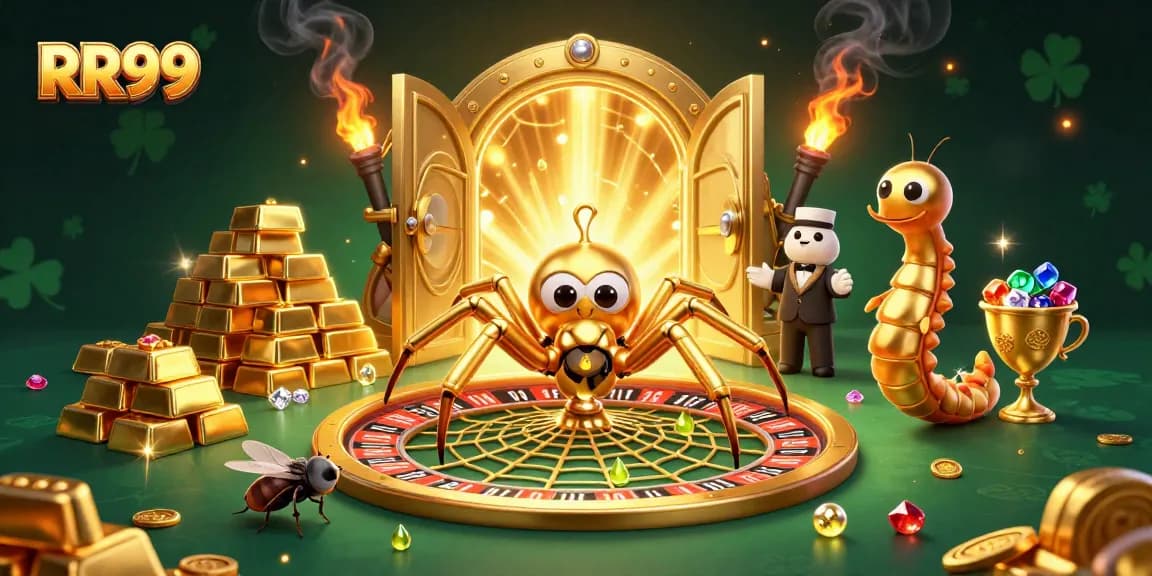 Experience high-stakes excitement at RR99 with vibrant 3D casino elements and characters.