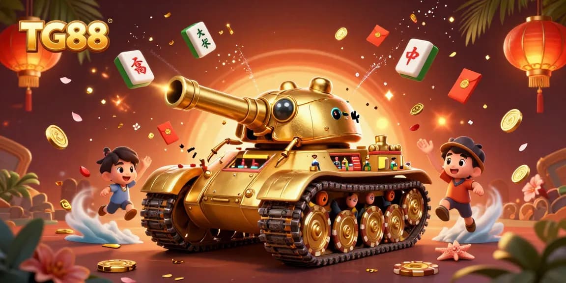 Experience thrilling moments at TG88 with a vibrant 3D casino scene full of excitement.