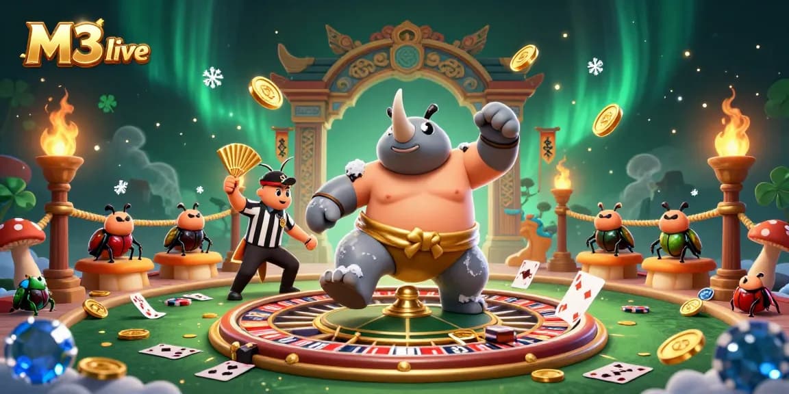 M3 live captures the action of a sumo beetle champion in an electrifying casino atmosphere.