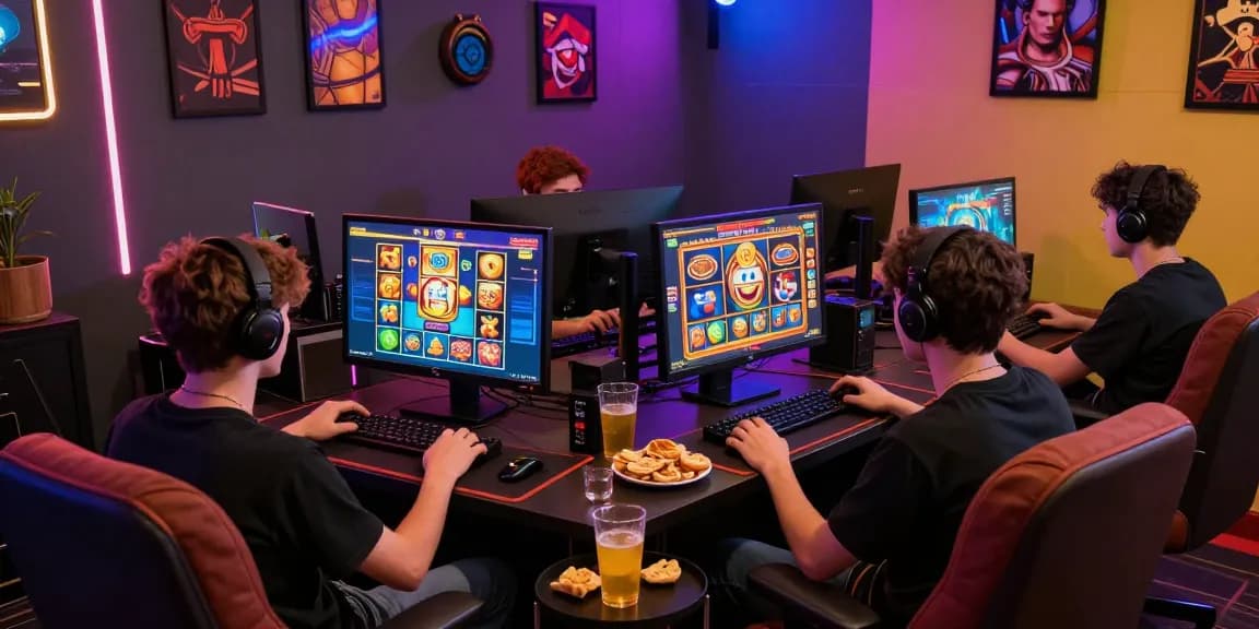 Engaging players enjoying oppa86 premium slots in a vibrant gaming space.