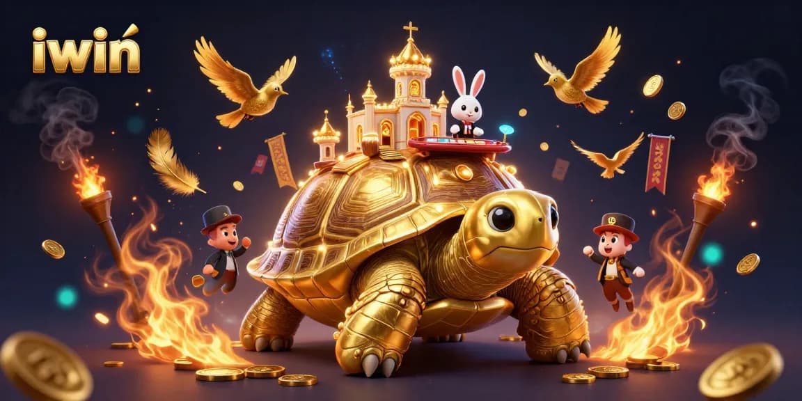 Experience the vibrant world of iwin with a golden tortoise casino scene filled with excitement.