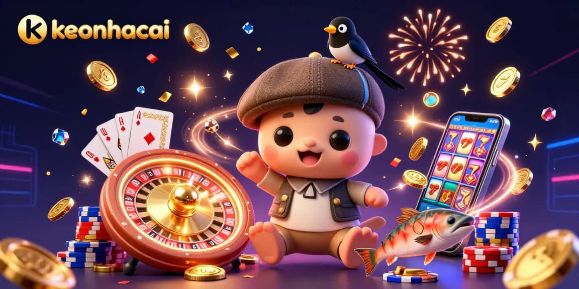 Experience the excitement of keonhacai with vibrant 3D casino scenes filled with dynamic characters and game elements.