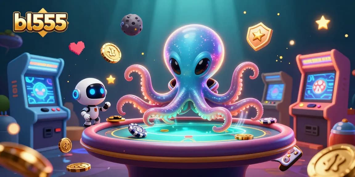Experience thrilling poker action with bl555 in a vibrant alien casino illustration.
