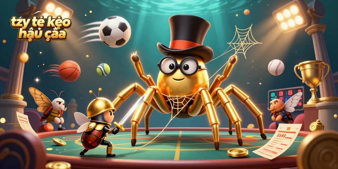 Experience tỷ lệ kèo nhà cái in this vibrant 3D sports betting scene with dynamic elements and engaging characters.