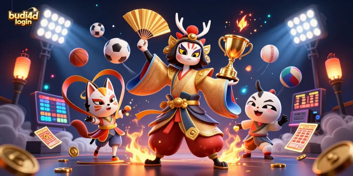 Engage with thrilling gameplay at budi4d login, showcasing vibrant gambling elements and characters.