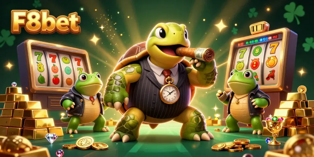 Engage with F8bet through an enthralling casino illustration featuring vibrant characters and dynamic game elements.