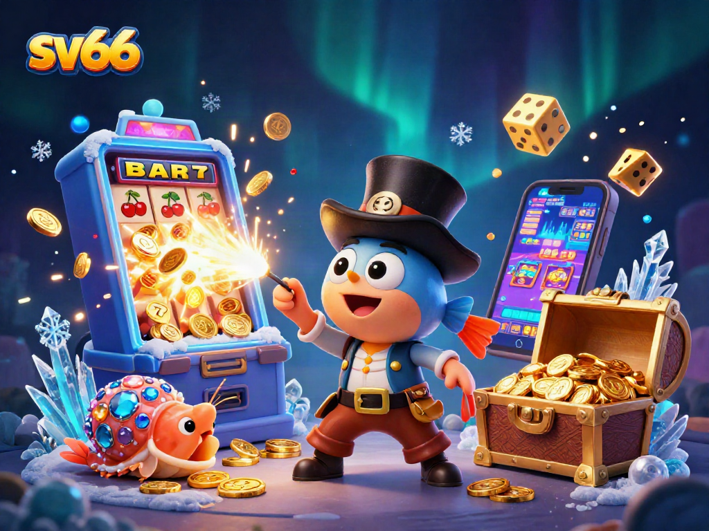 Engage in thrilling gameplay at sv66 while witnessing a vibrant jackpot explosion featuring captivating casino elements.