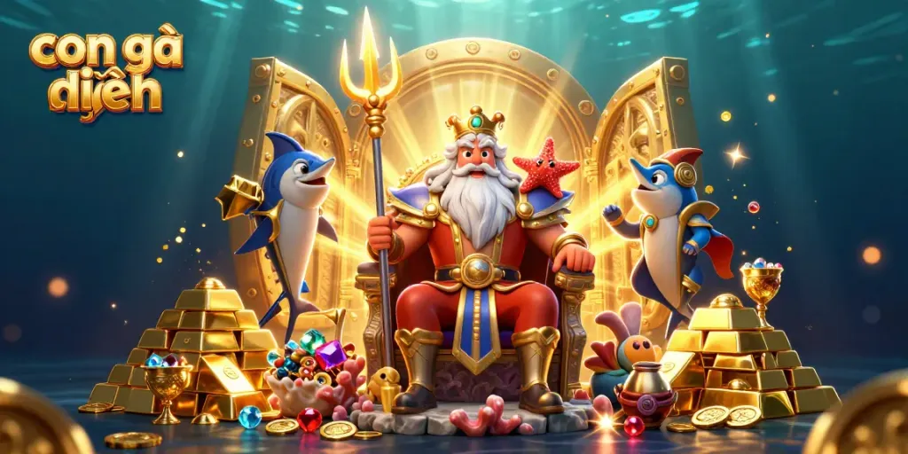 Watch con gà đen in vibrant 3D detail as it battles amidst shimmering treasures and luminous gems.