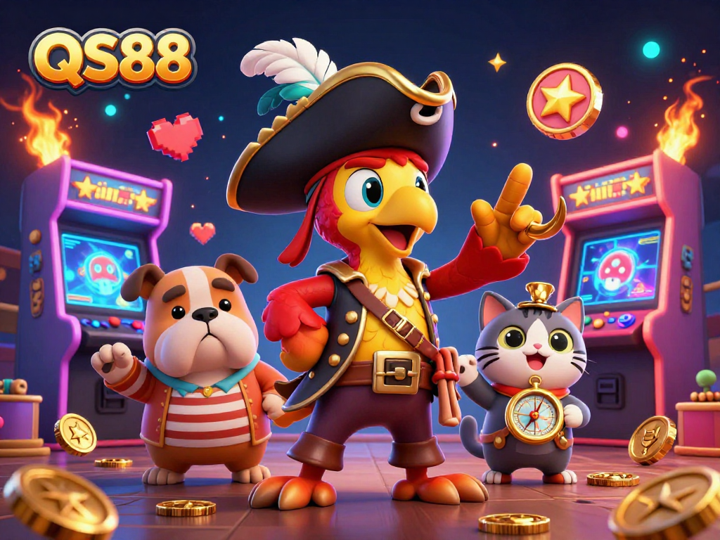 Experience thrilling gameplay with QS88 pirate-themed illustration featuring captivating game elements and colorful characters.