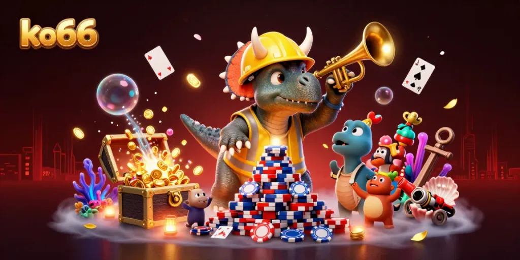 Experience the thrill of ko66 with a lively casino scene full of celebration and gaming action.