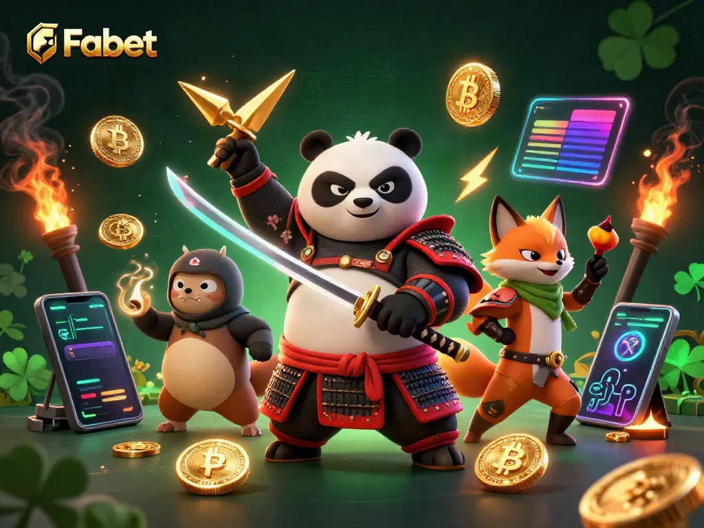 Experience thrilling casino action with Fabet's samurai panda, ninja fox, and tanuki spirit in vibrant 3D gaming.
