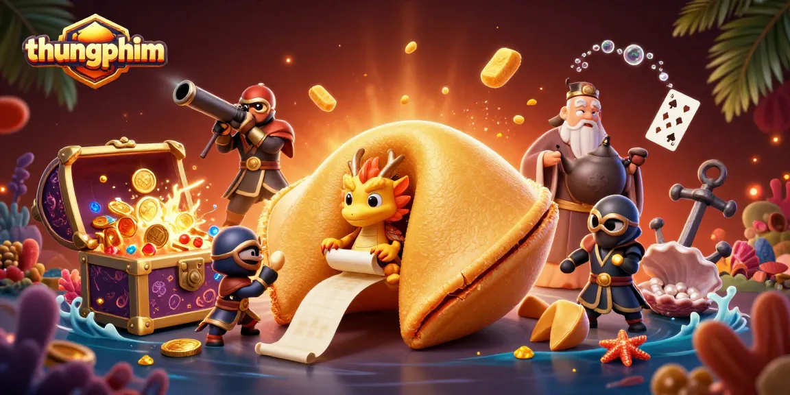 Engage with thungphim's 3D casino scene featuring a fortune cookie, dragon, and gold elements.