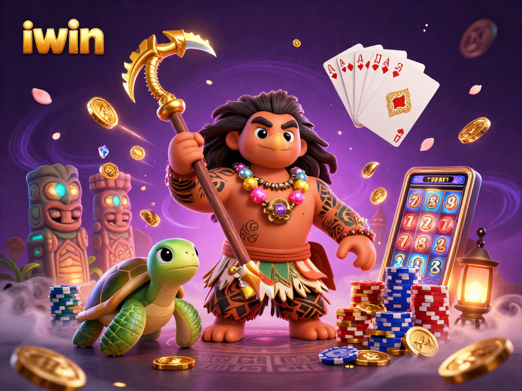 Win big with iwin as vibrant characters engage in an exciting casino adventure.