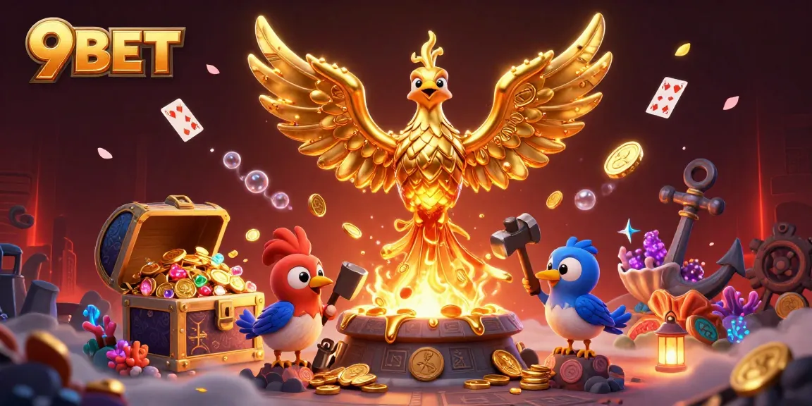 Engage with 9BET's latest thrilling gaming experience featuring a molten phoenix and gold treasures.