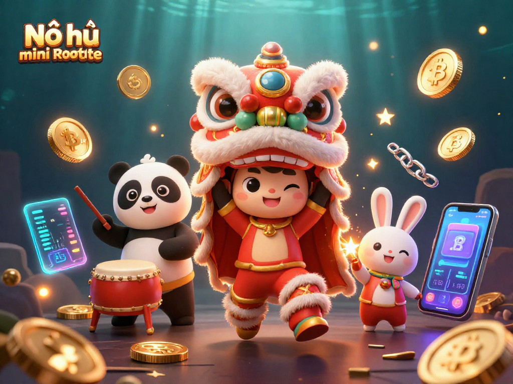 Get excited with Nổ hũ mini roulette at our vibrant casino scene featuring lively characters and crypto elements.