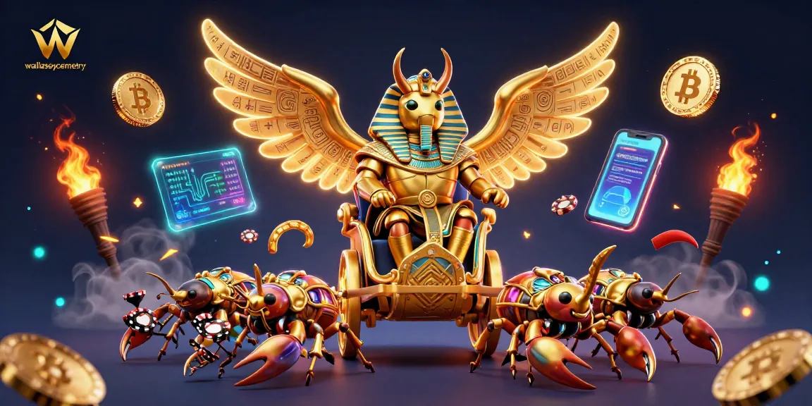 Join the wallaseycemetery adventure with a vibrant gaming scene featuring crypto elements and dynamic characters.