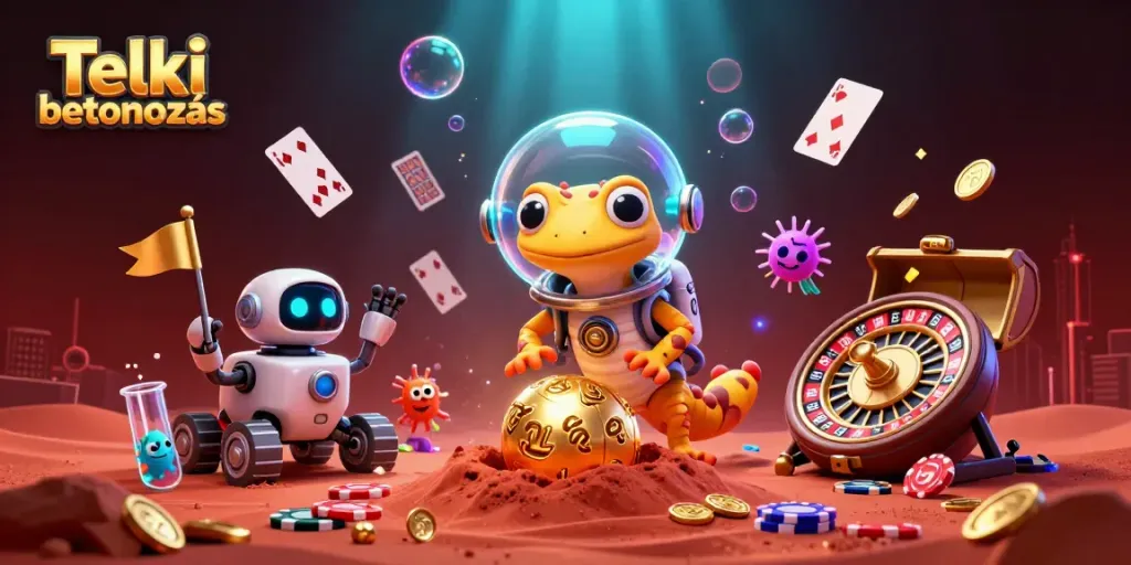 Engage with Telki betonozás at a dynamic Martian casino scene featuring exciting gambling elements.