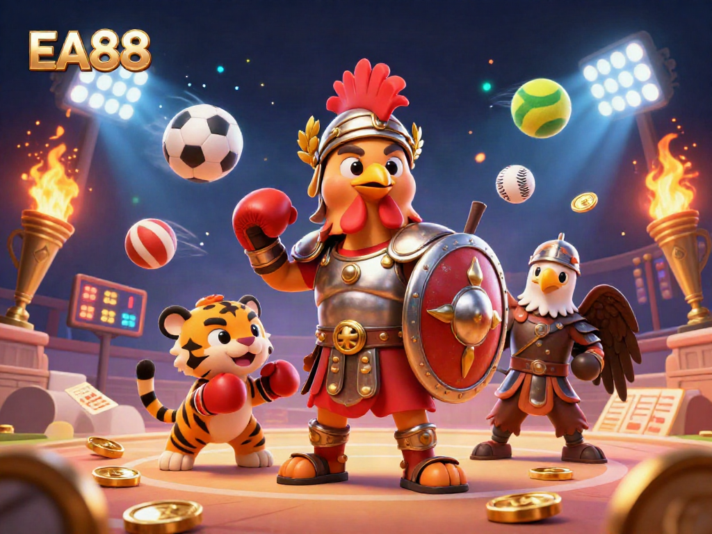 Engage in thrilling gameplay with EA88, showcasing a complex casino environment full of animation and excitement.