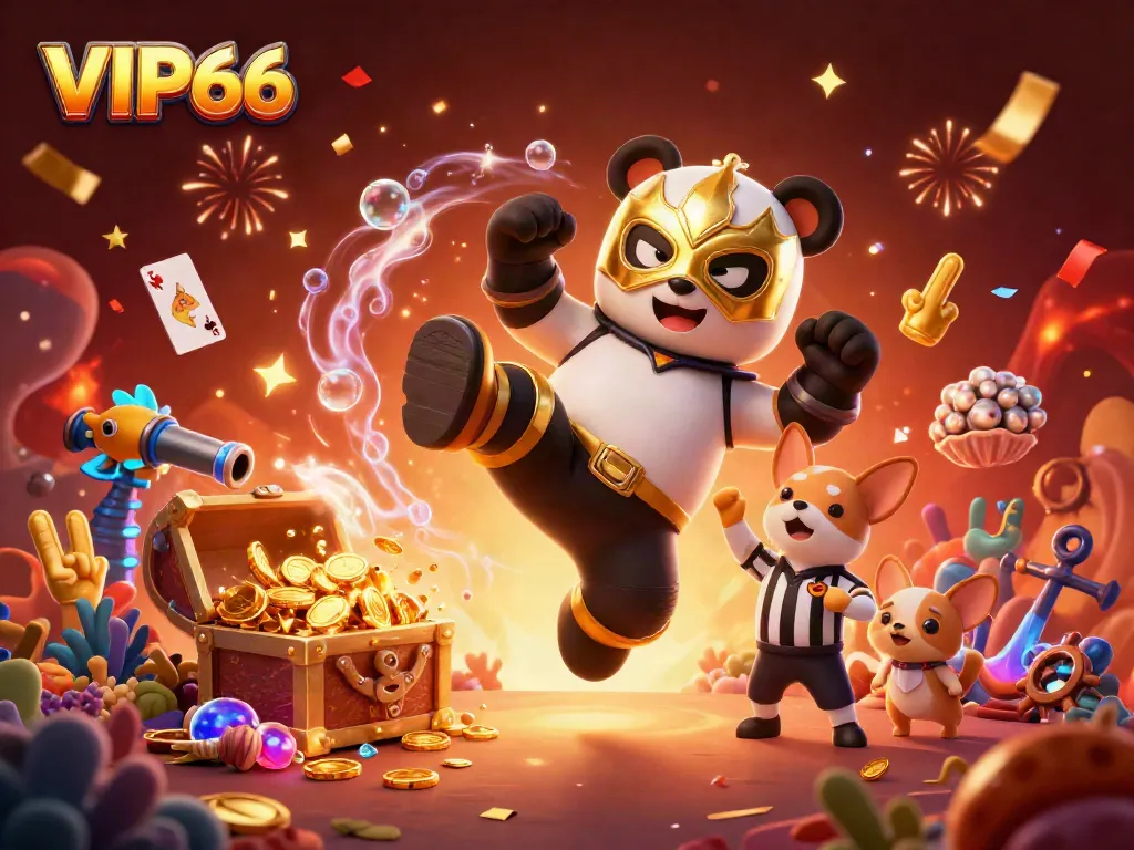 Dynamic scene showcasing VIP66 with exciting characters enjoying casino-themed action and celebration.