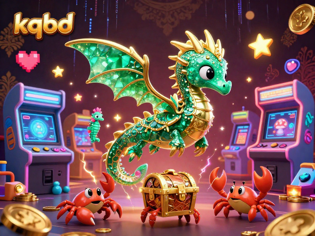 Celebrate kqbd action with a 3D sea dragon guarding treasure in a vibrant gaming atmosphere.