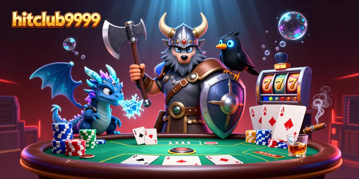 Experience hitclub9999's ultimate gaming thrill as animated characters engage with vibrant casino elements.