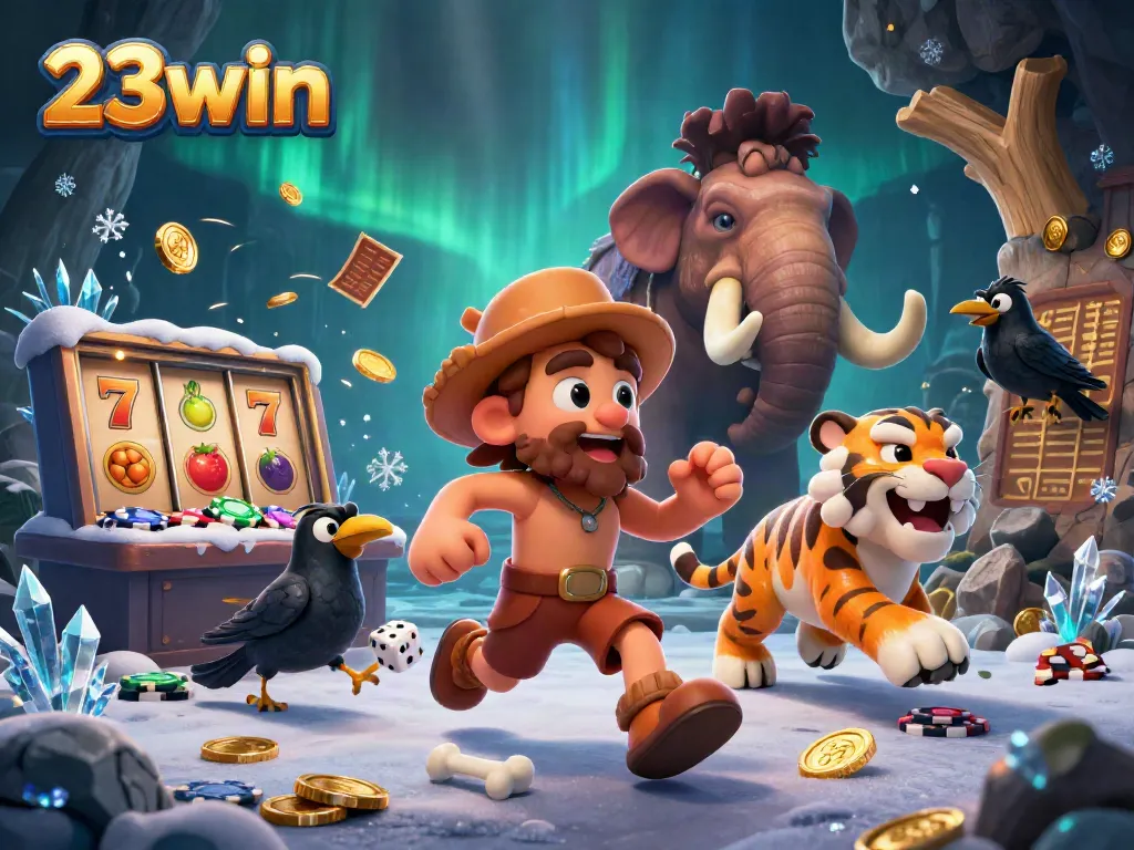Engage with the thrilling 23win casino experience featuring cartoon characters, slot games, and dynamic elements.