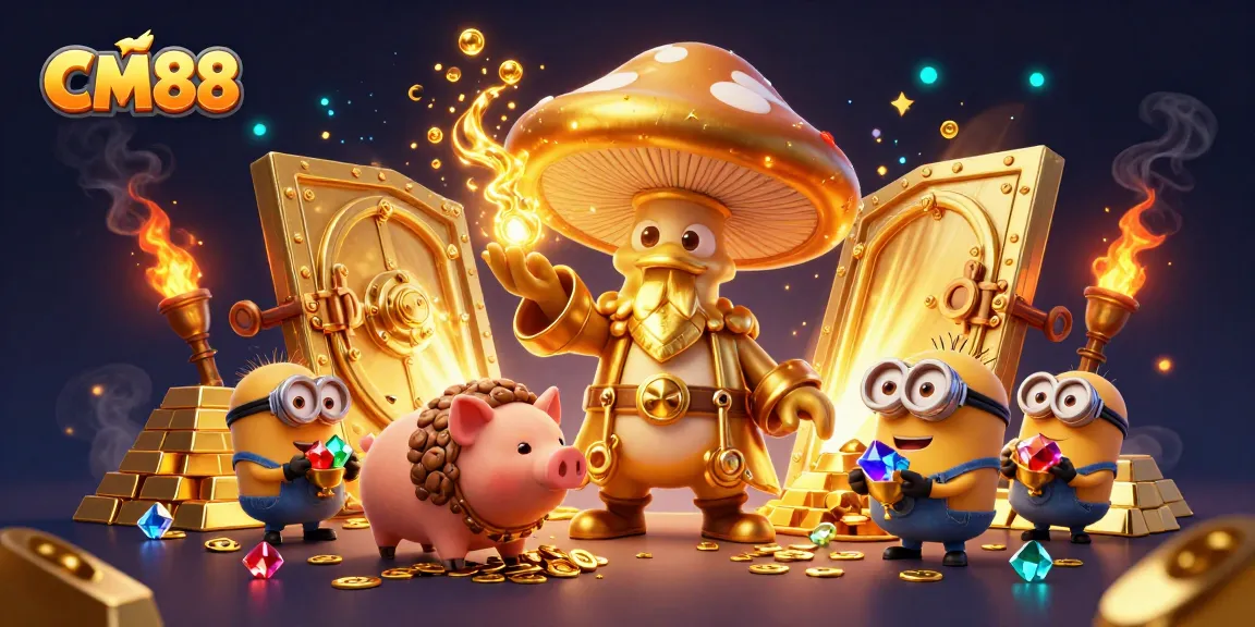 Engage with CM88's captivating gaming world, featuring a magical wizard and treasures.