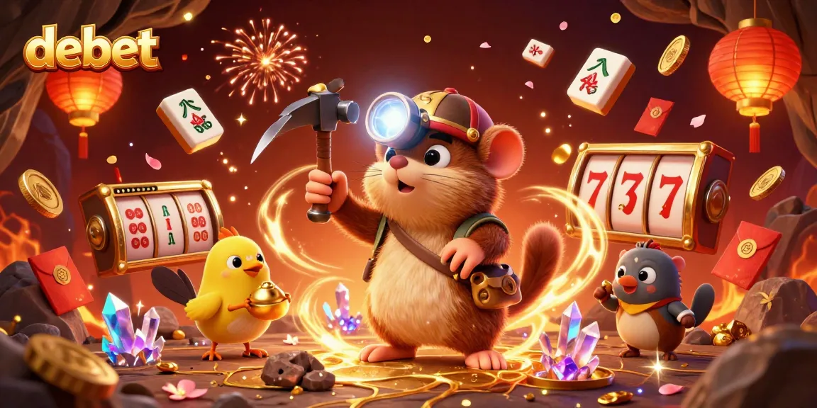 Experience the thrill of debet as a cartoon mole finds treasures in a vibrant slots world filled with celebration.