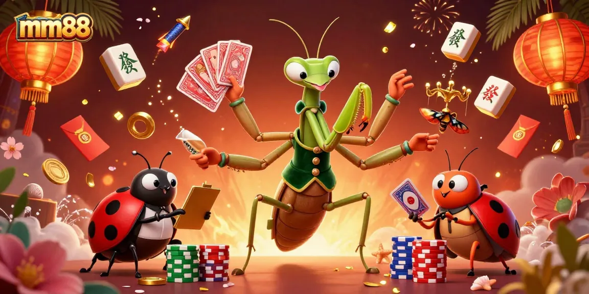 Experience mm88 with a lively 3D casino scene featuring vibrant characters and casino elements.
