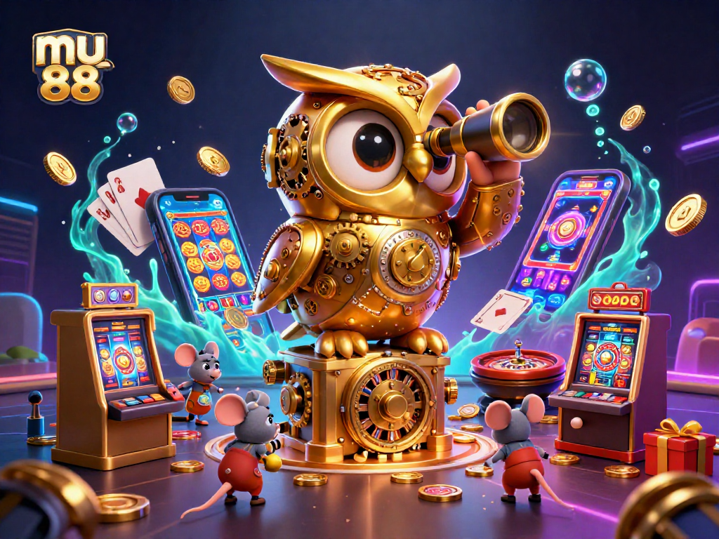 Experience mu88's thrilling gameplay with an intricate casino scene full of excitement and detail.